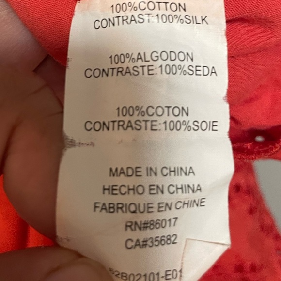 Bebe Silk Embroidered Orange Tie Back Blouse Size Medium - Picture 4 of 4